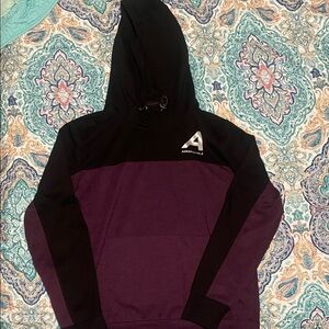Aeropostale Men's Black and Dark Purple Hoodie